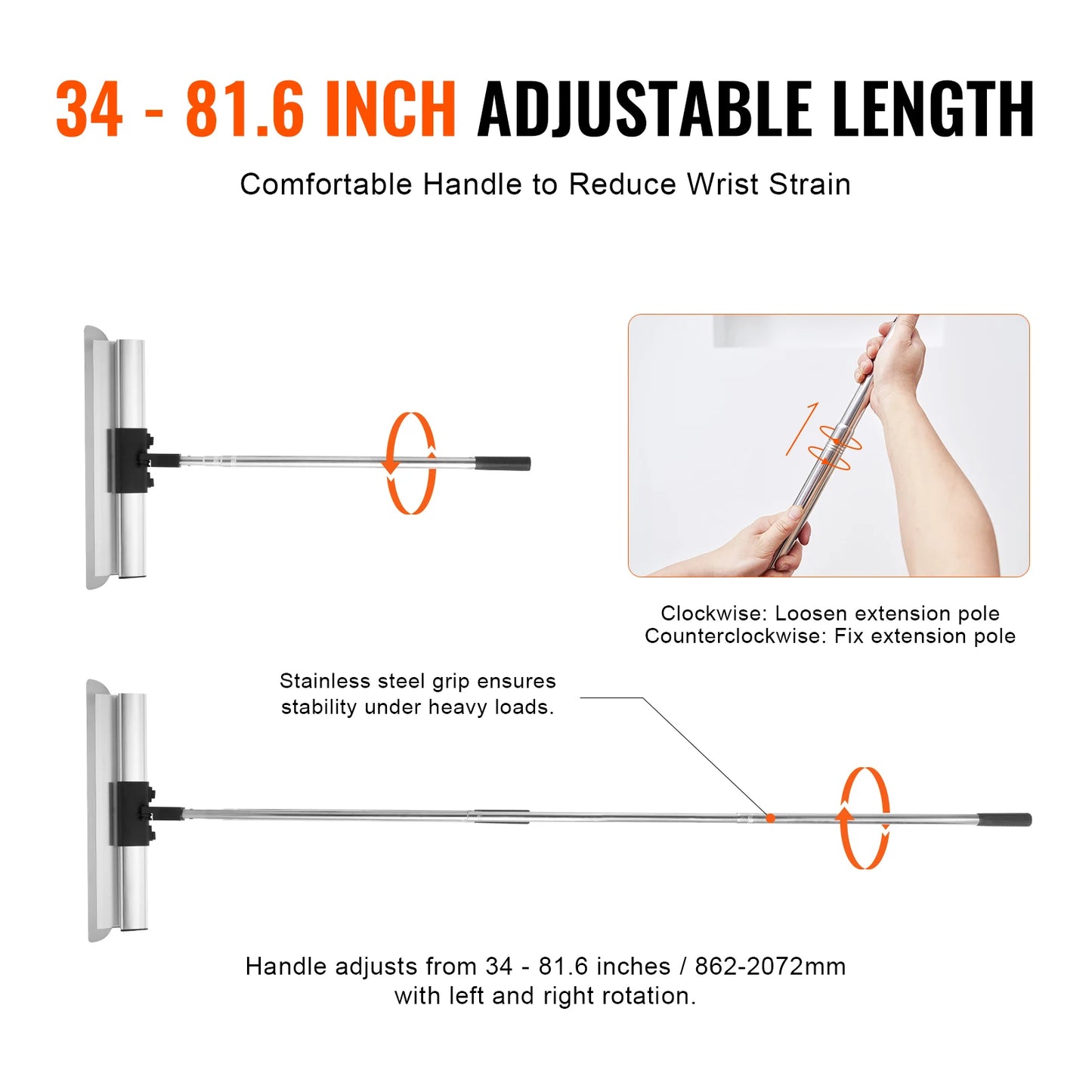 Stainless Steel Drywall Skimming Blade Set With Extension Pole