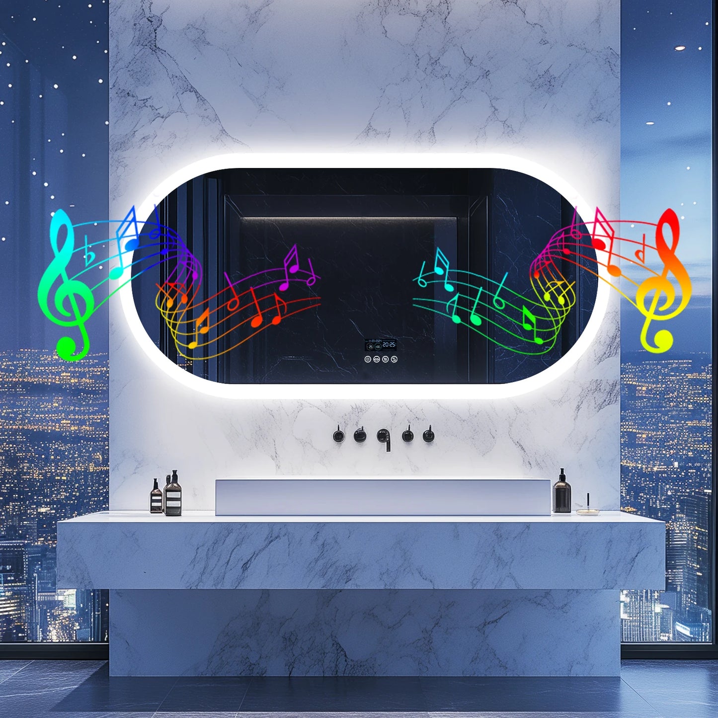 Wisfor Oval Led Bathroom Mirror Featuring Bluetooth Anti Fog Lighting