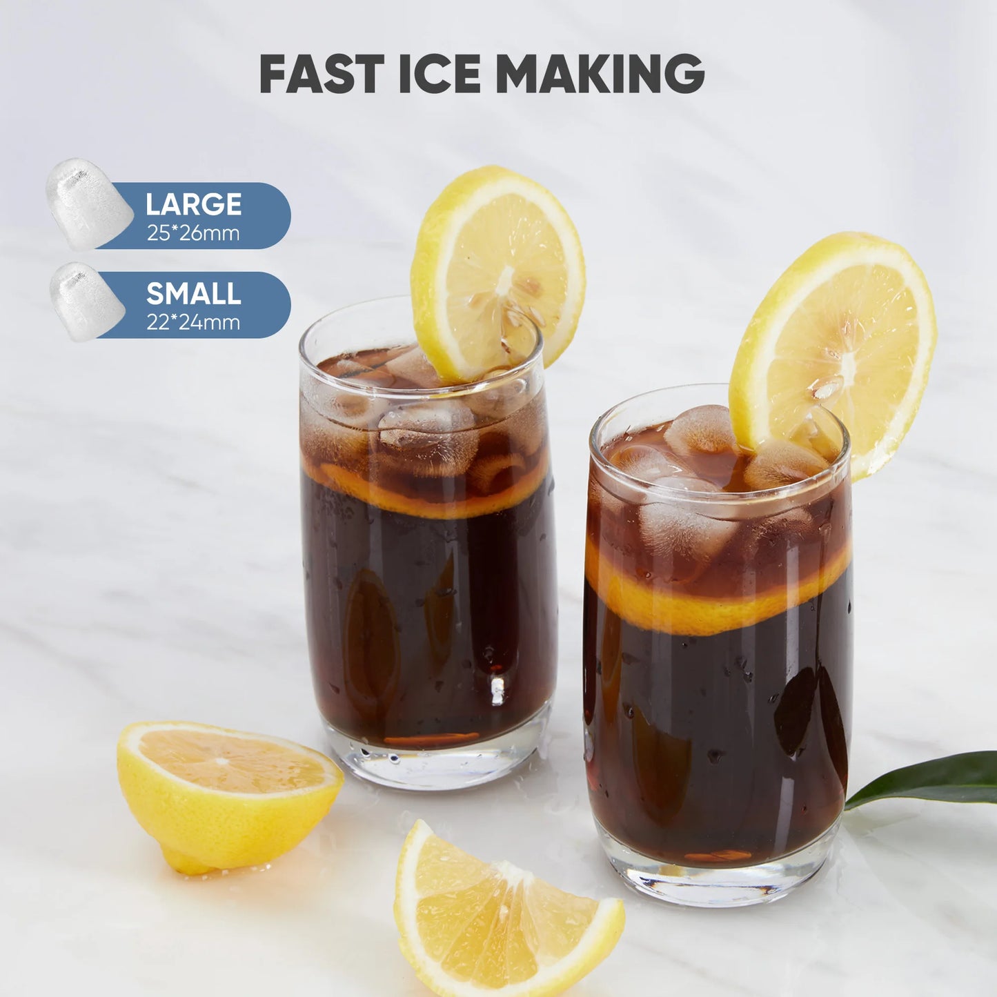 Portable Countertop Ice Maker Producing Fast Bullet Ice Daily