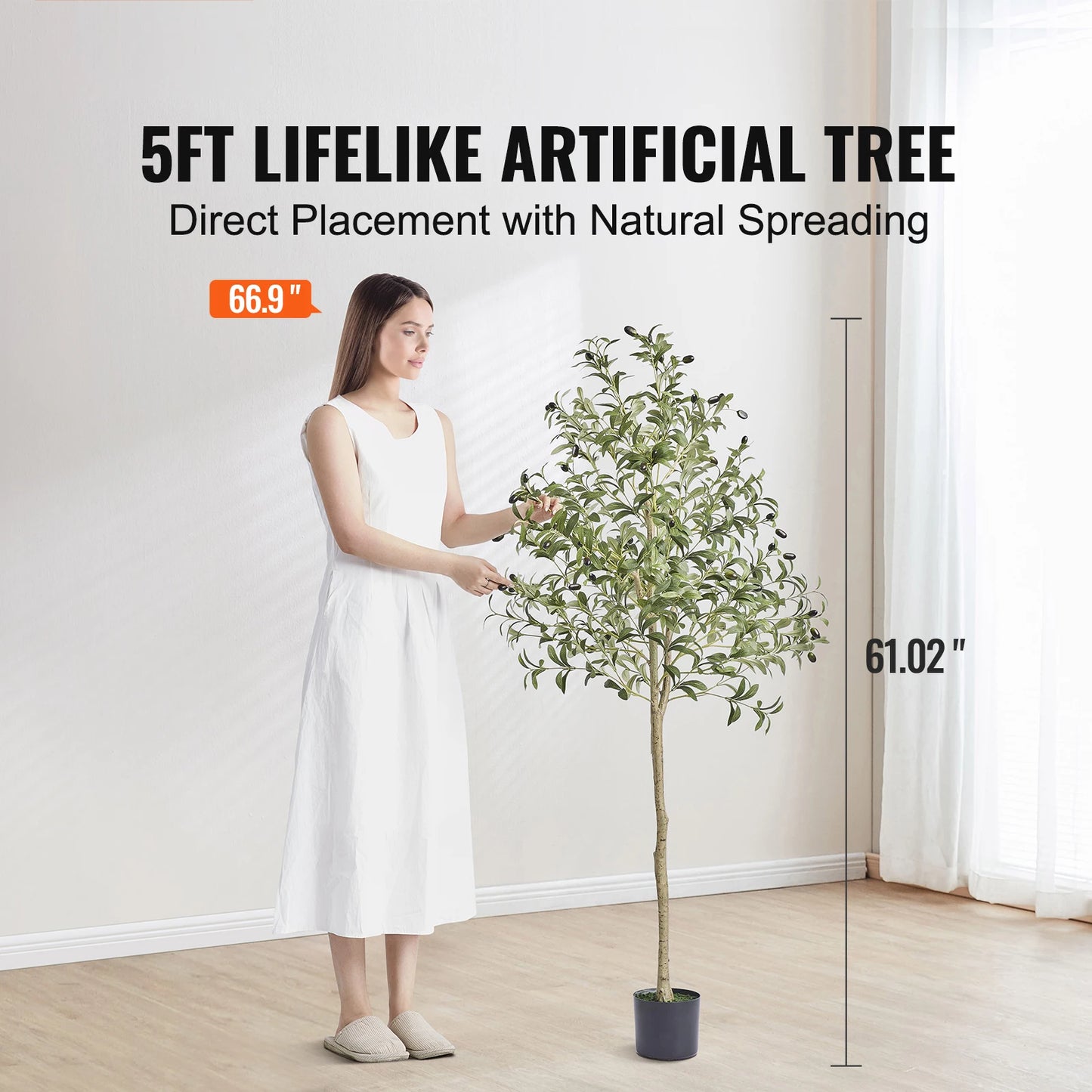 SucceBuy Artificial Olive Tree Faux Plant Sturdy Anti Tip Base
