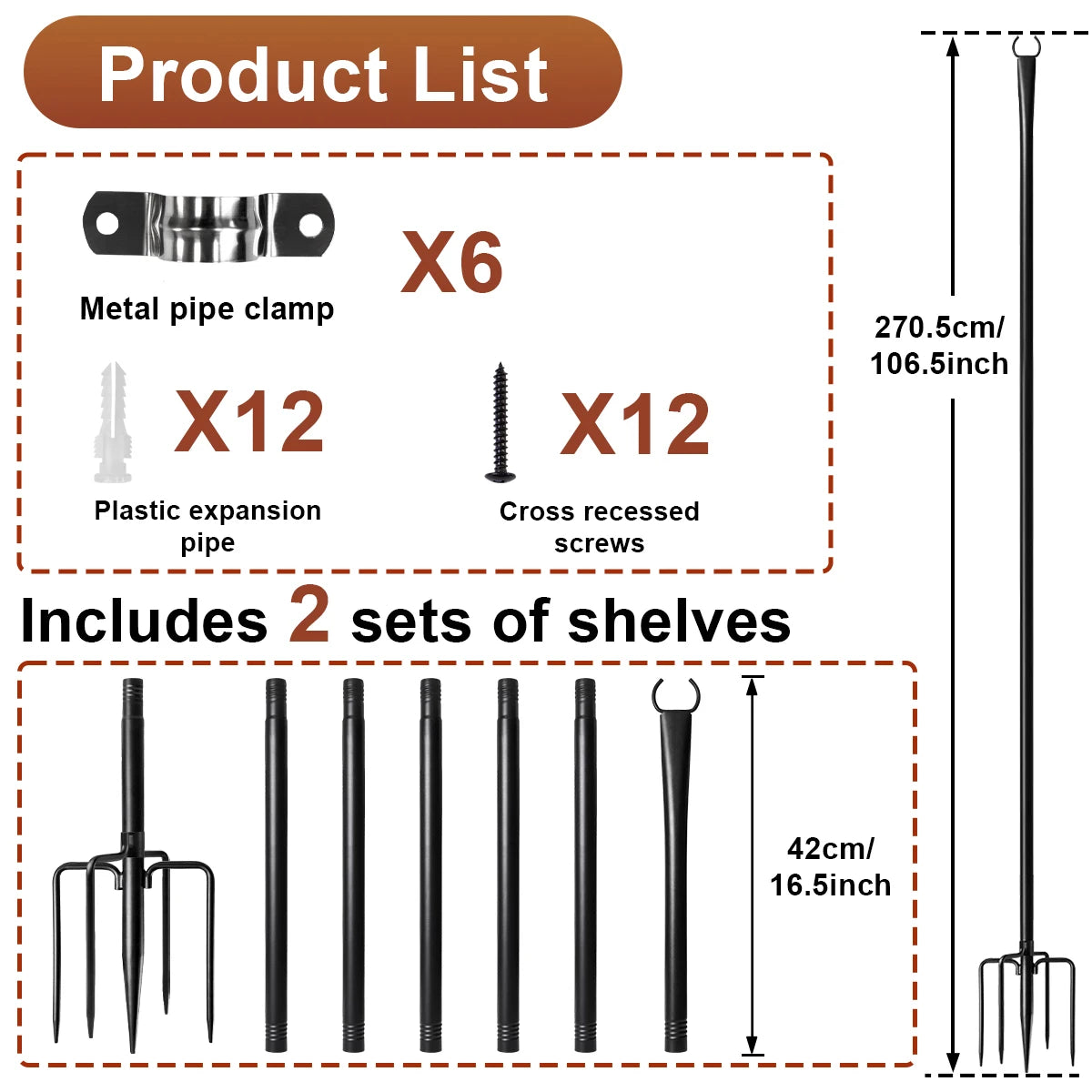 Aiopp Waterproof Heavy Duty Adjustable String Light Poles With Fork