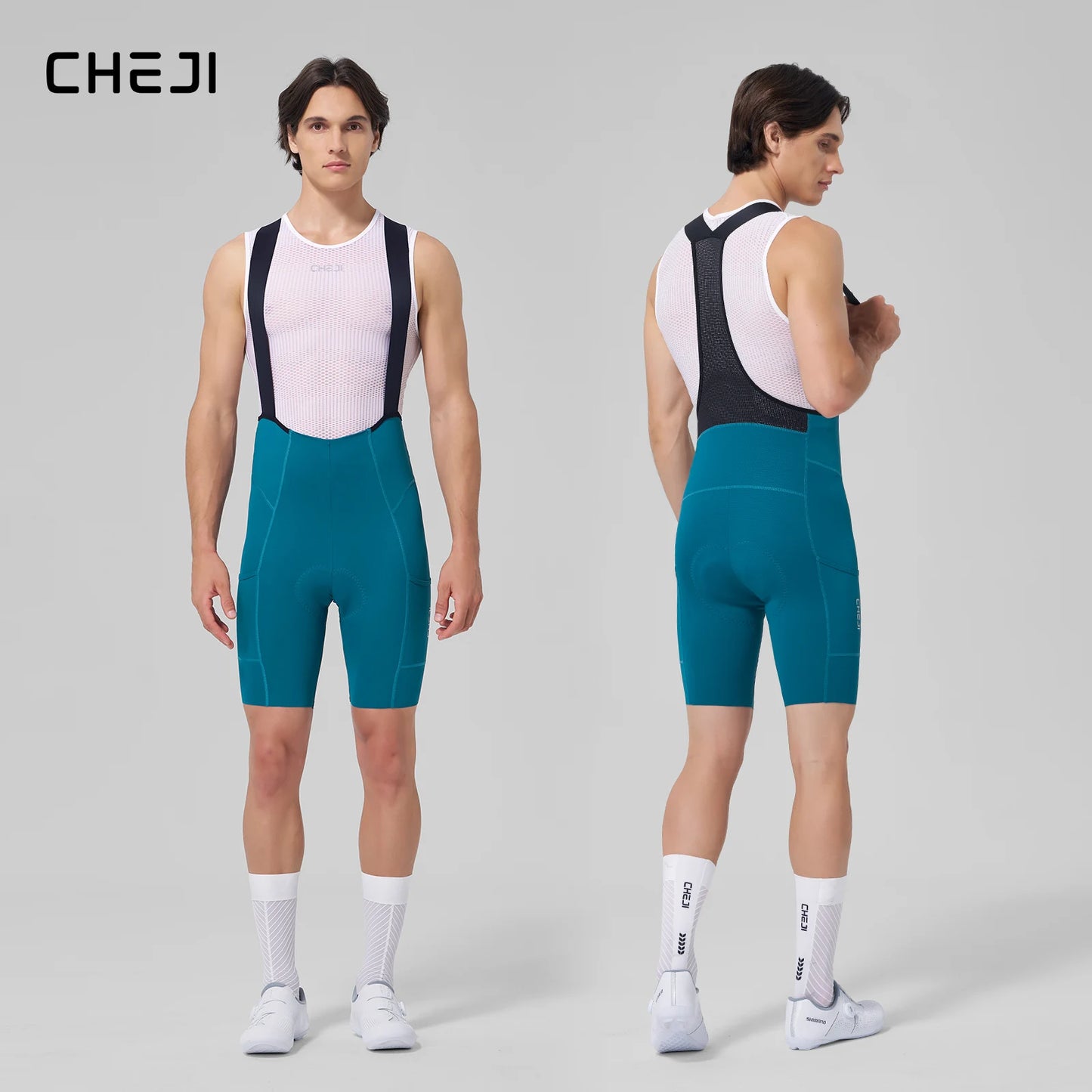 Cheji Men's Cycling Bib Shorts Seamless Quick-Drying Comfort