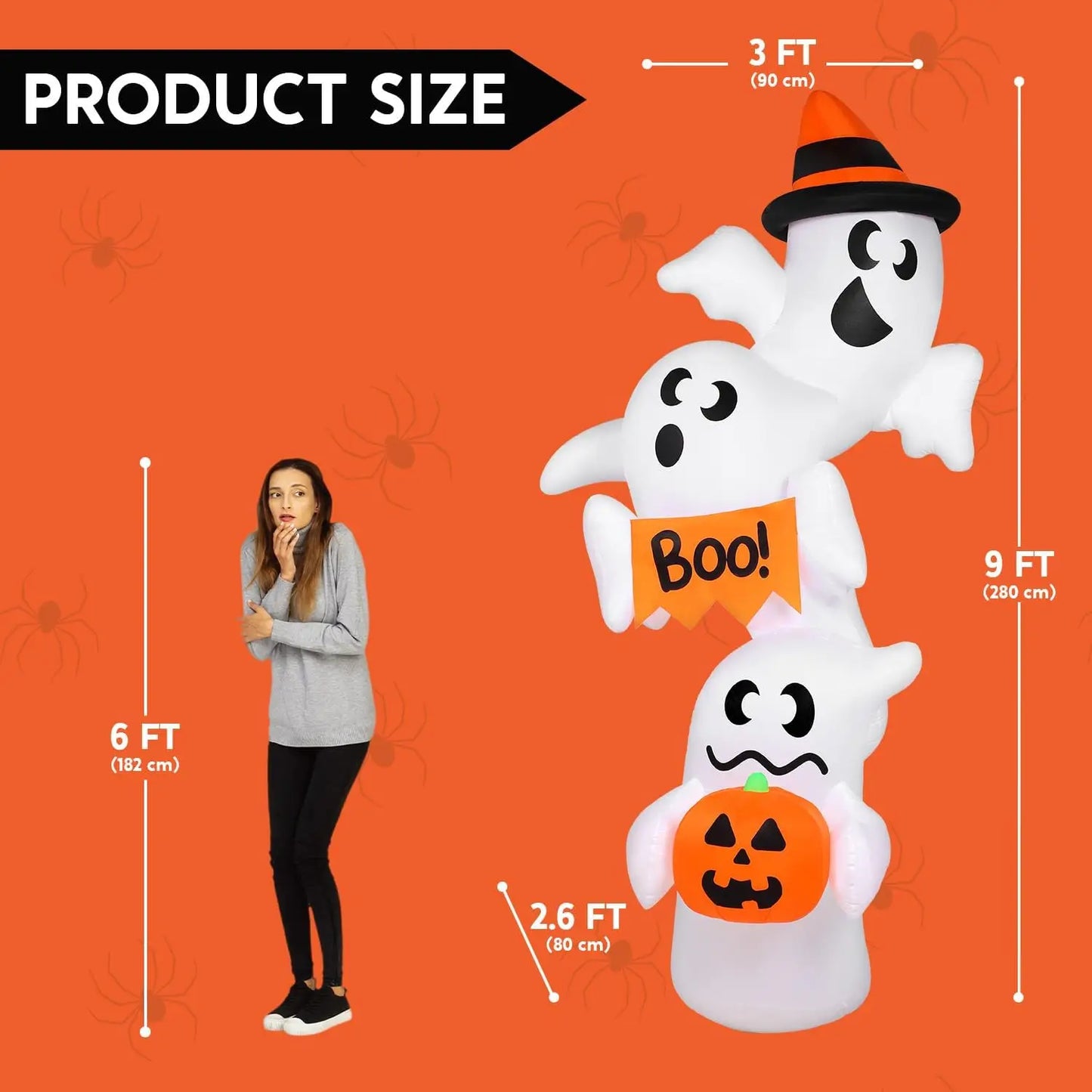 Joyfy Halloween Inflatable Ghost Outdoor Yard Decor With Lights