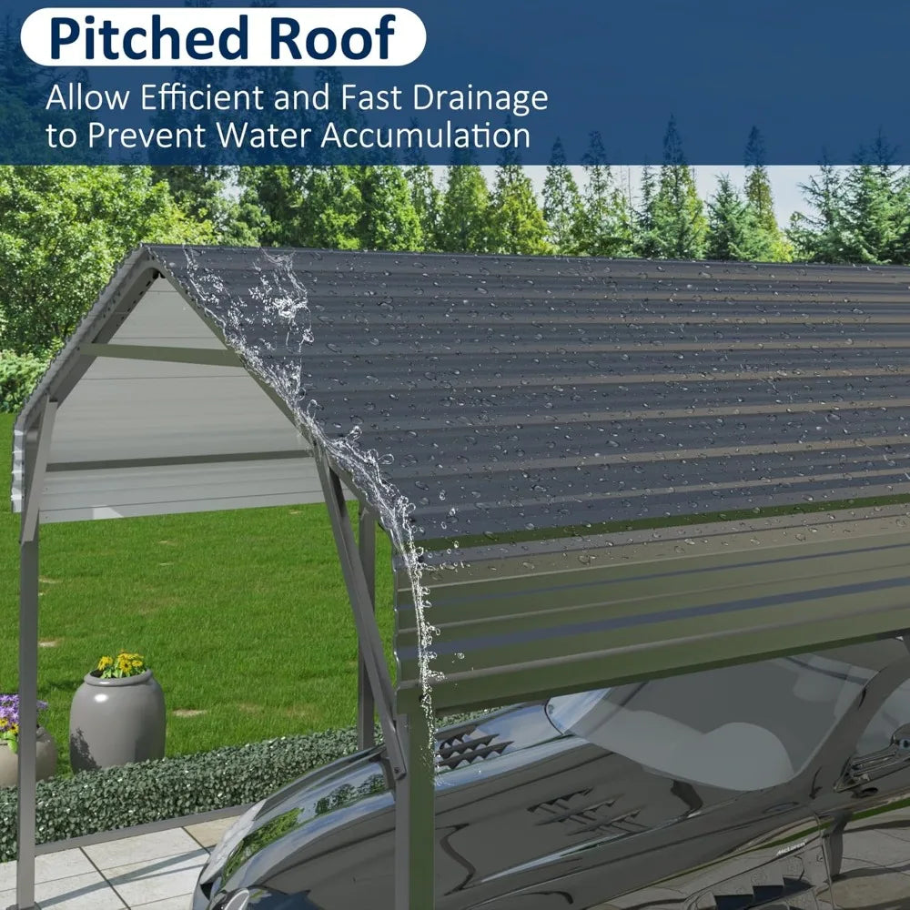 Heavy Duty Galvanized Metal Carport Outdoor Vehicle Shelter Reinforced Base