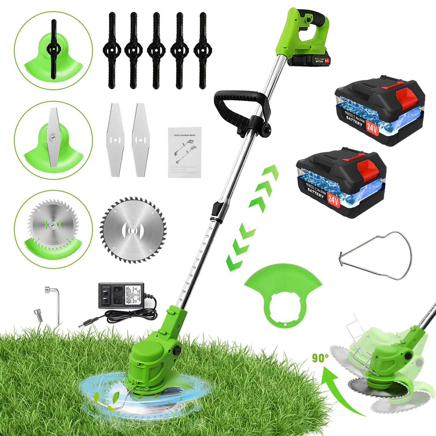 Cordless 2 In 1 Lawn Mower Edger Brushless Motor 650W