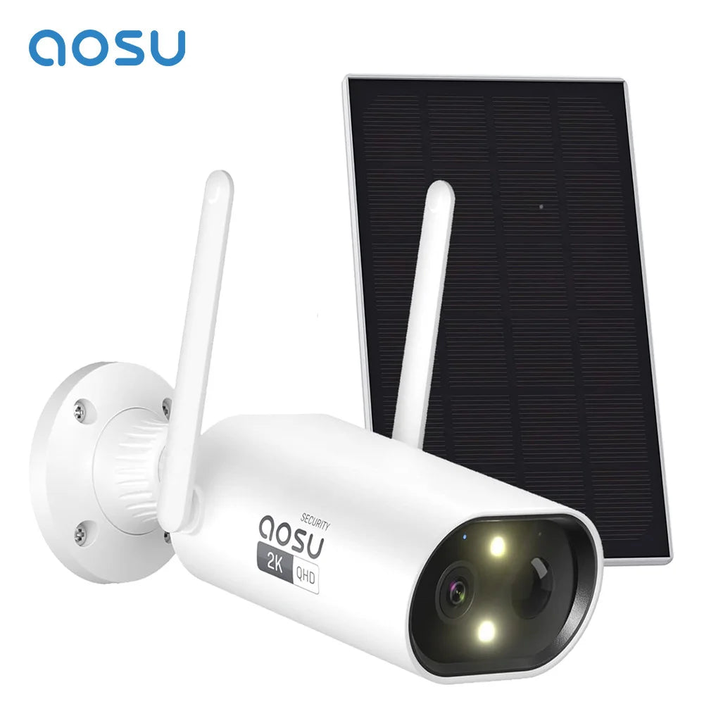 AOSU 3MP WiFi Solar Camera Wire Free Outdoor Battery Audio