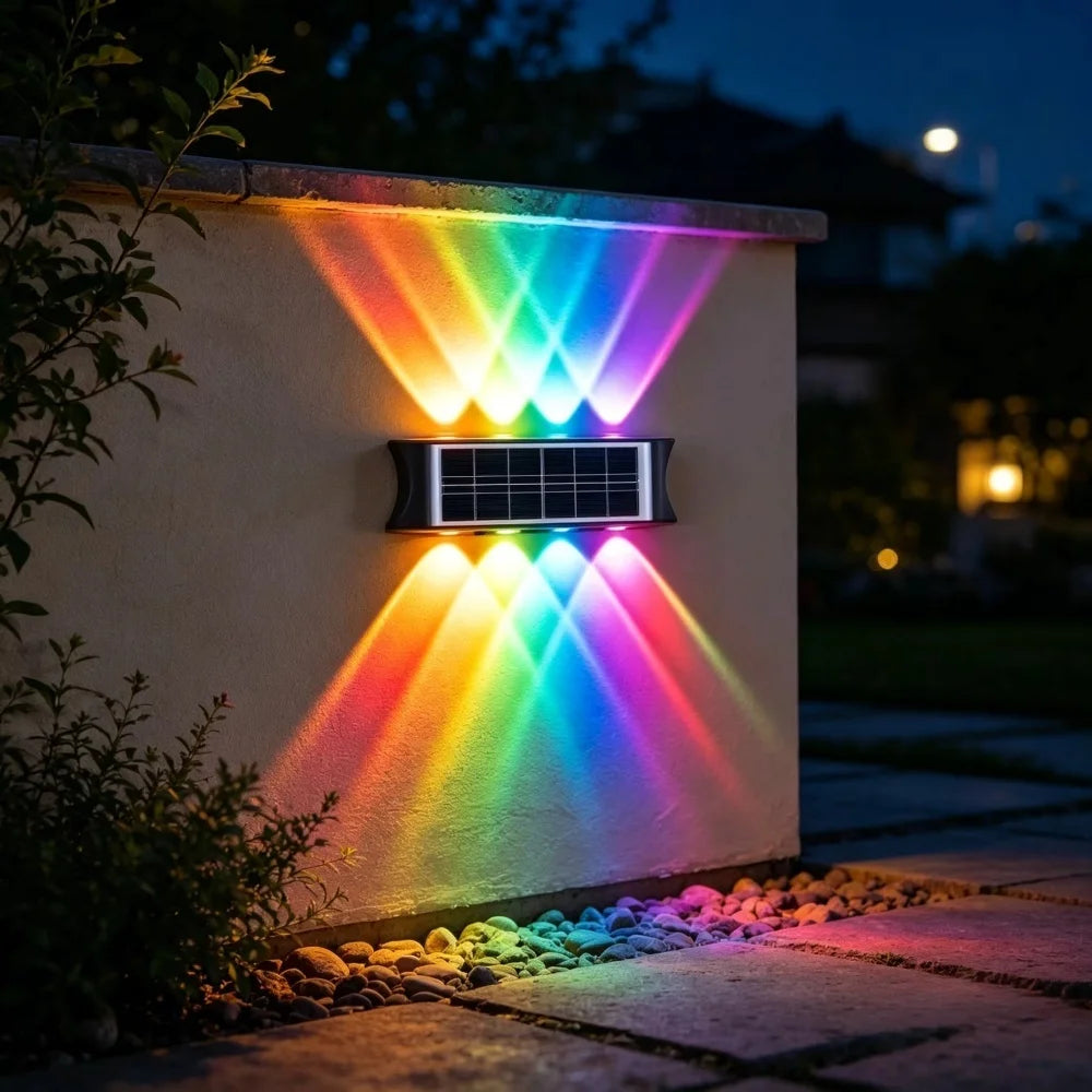 Solar LED Wall Lamp 8to12 LEDs Up Down Waterproof Outdoor