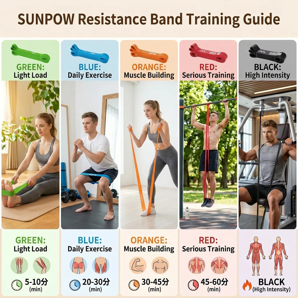 SUNPOW Pull Up Assistance Bands Set Of 5 Heavy Duty