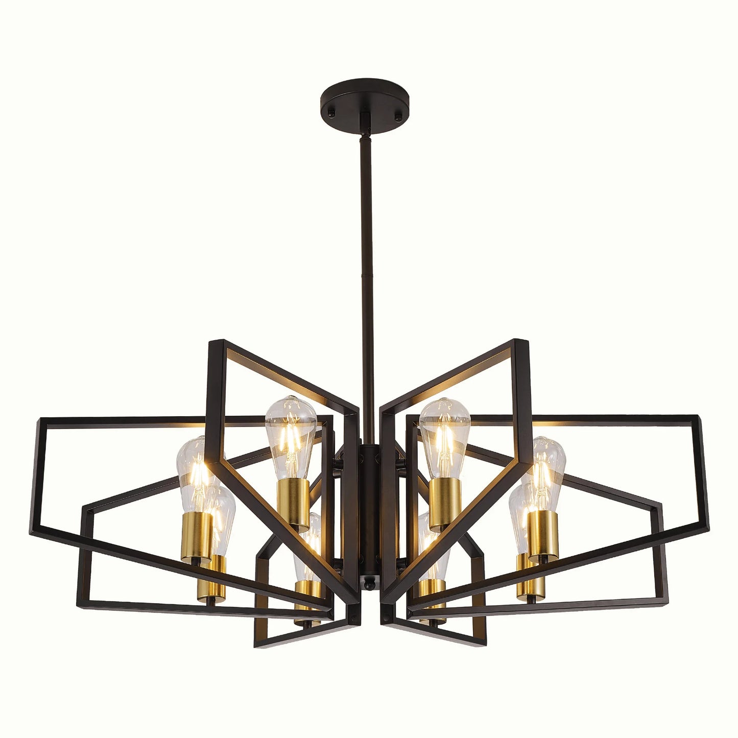 Modern 8 Light Geometric Chandelier Pendant Light With Adjustable Height