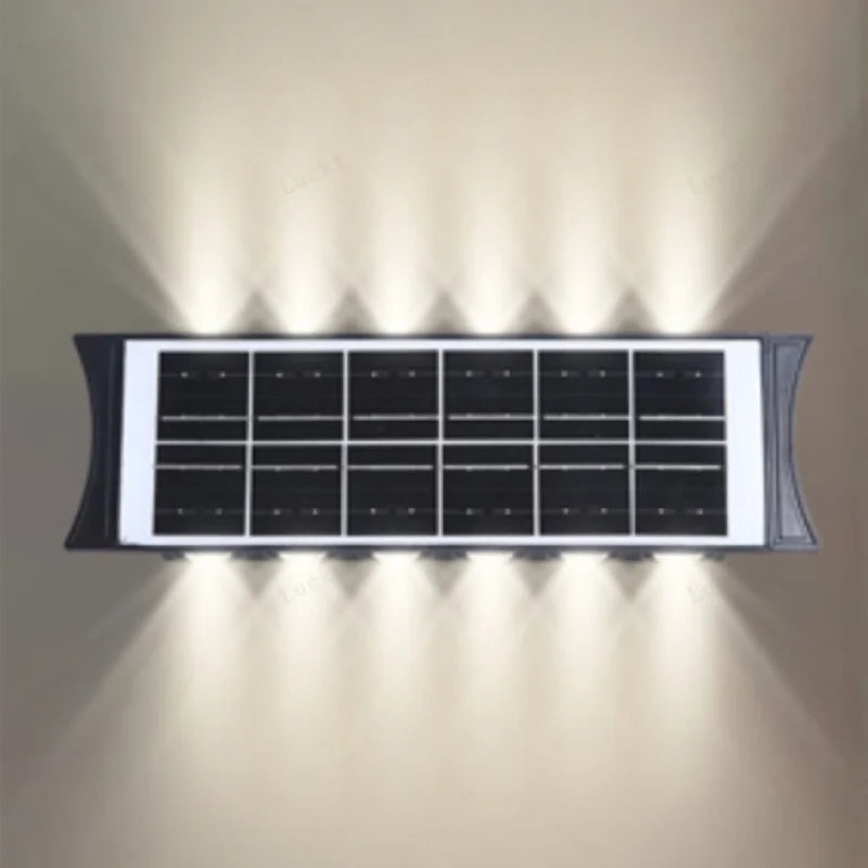 Solar LED Wall Lamp 8to12 LEDs Up Down Waterproof Outdoor
