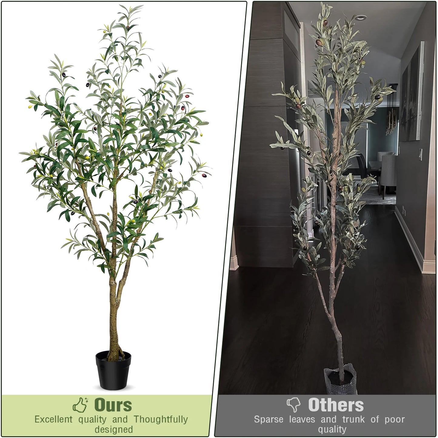 Olitree Olive Tree Artificial Indoor Faux Plant In Black Pot