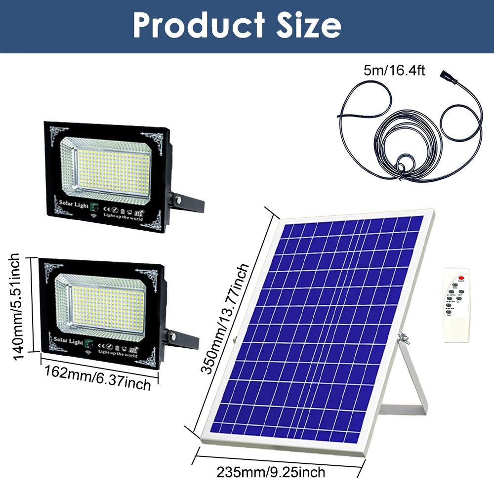 500W LED Solar Flood Light Two Head Outdoor Garden Lamp
