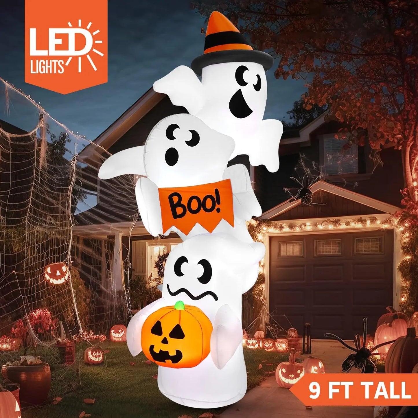 Joyfy Halloween Inflatable Ghost Outdoor Yard Decor With Lights