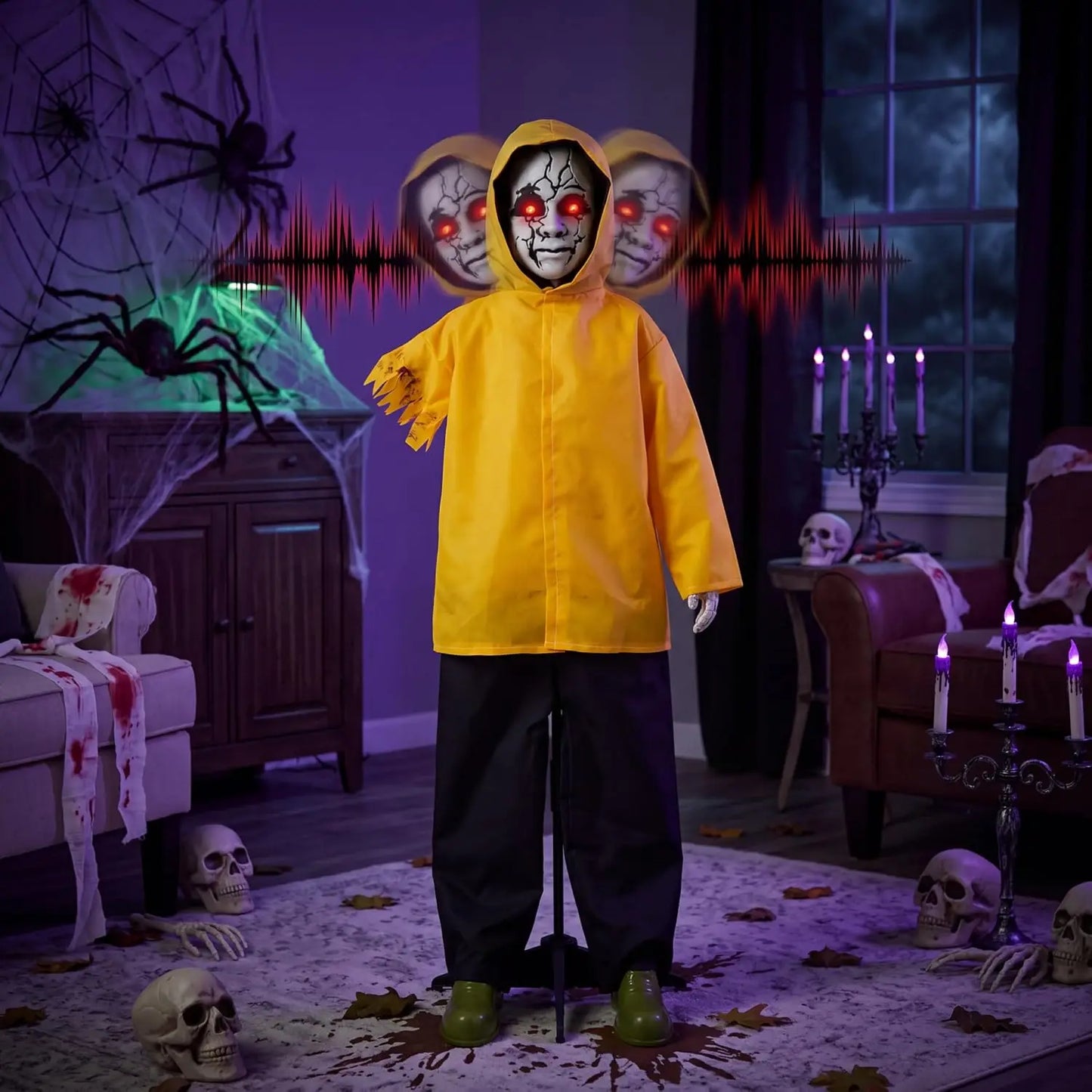 Joyfy Animatronic Ghost Halloween Prop With Sound And Glowing Eyes