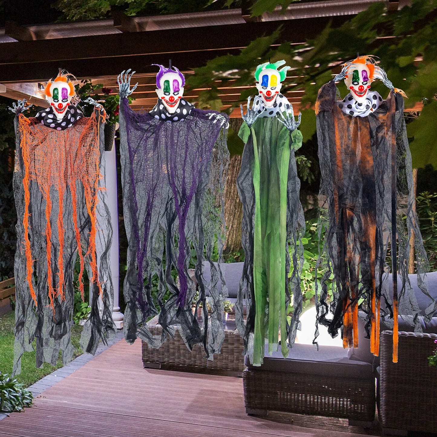 Joyfy Hanging Clowns Set For Outdoor Halloween Yard Decor