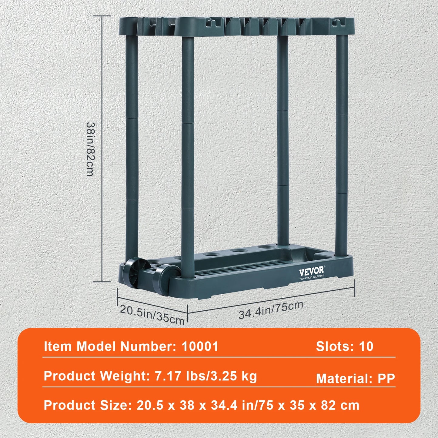 SucceBuy 10 Slot Garden Tool Storage Rack Stand Holder