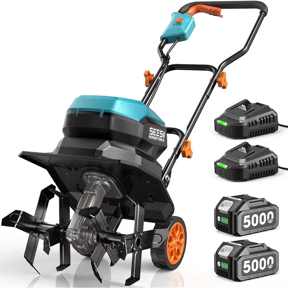 SeeSii 40V Cordless Electric Garden Tiller Cultivator For Lawn Care