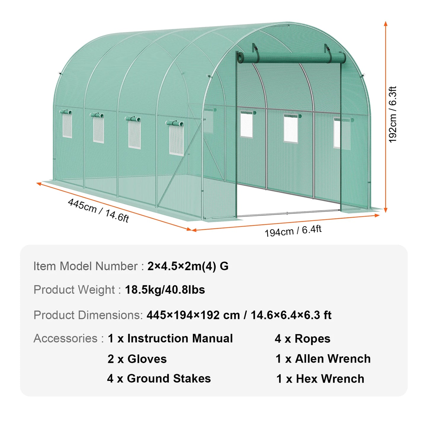 SucceBuy Walk In Tunnel Greenhouse With Steel Frame And PE Cover