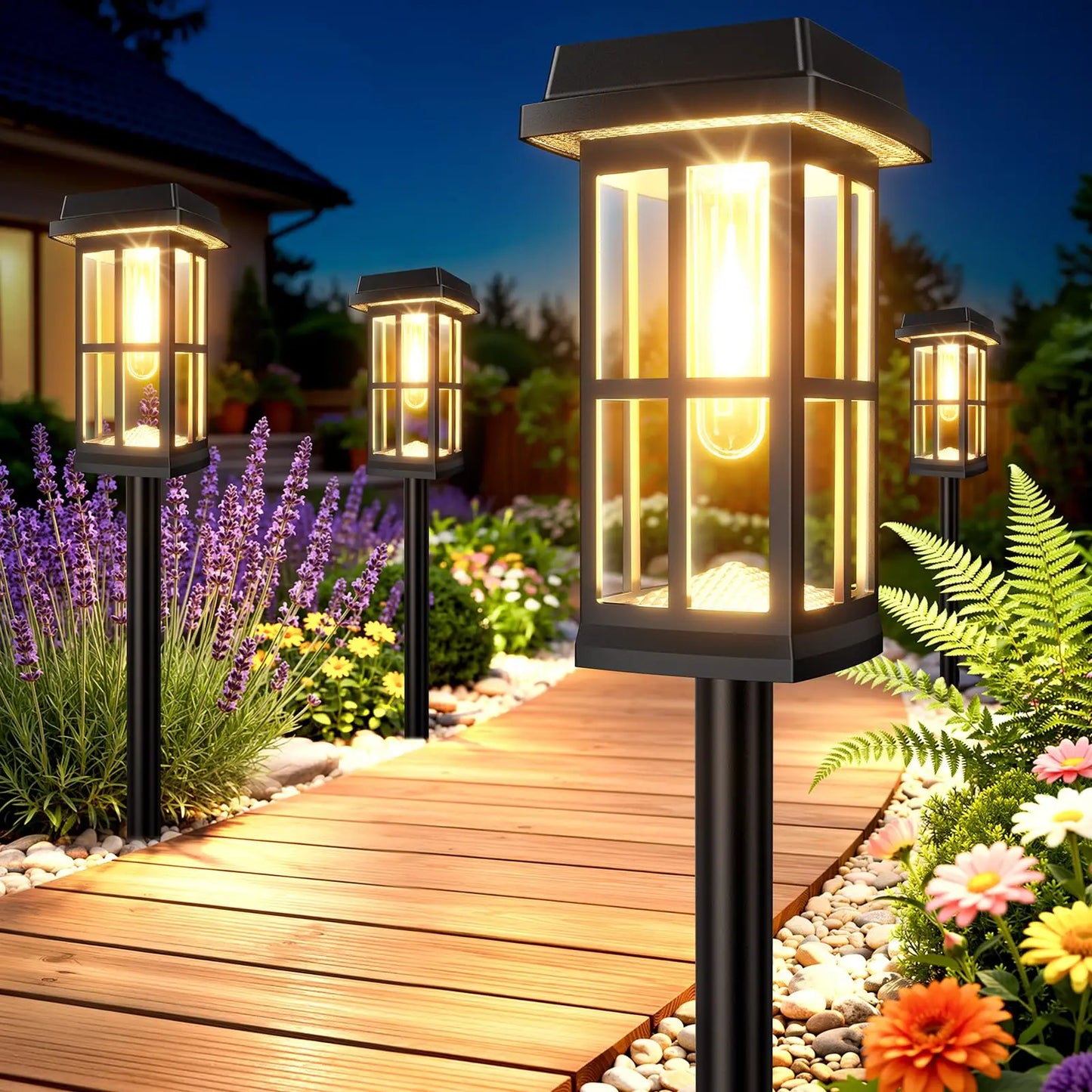 Solar Powered Pathway Lights 8 Pack IP65 Outdoor Landscape Lamps