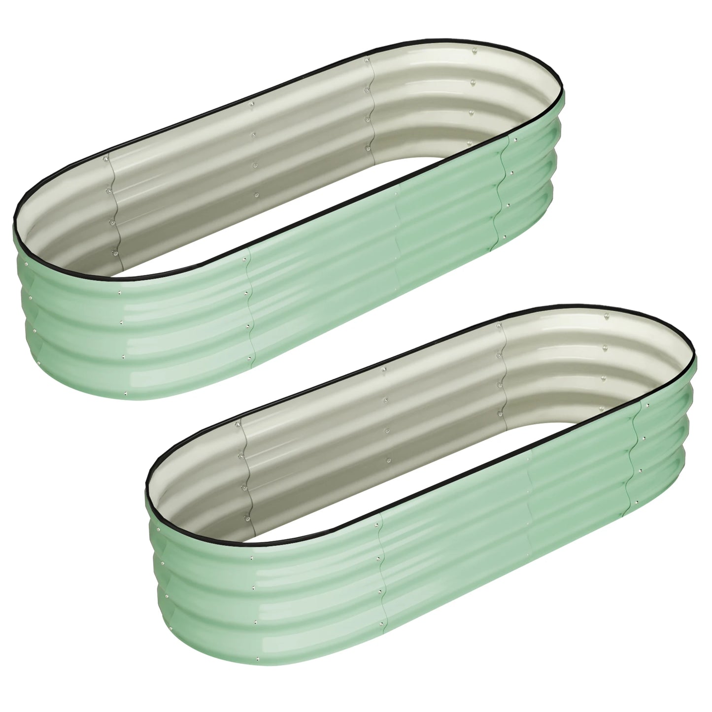 HiMISS Oval Galvanized Raised Garden Beds For Outdoors 2 Pack