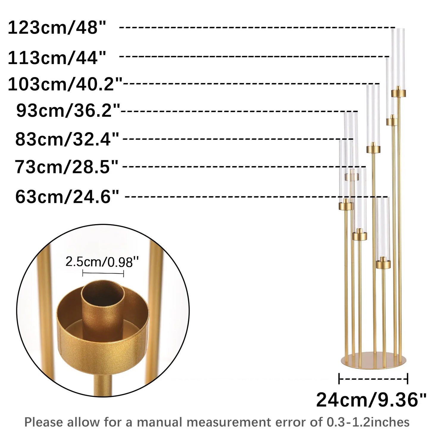 Vincigant 7 Arm Gold Floor Candelabra 48 Inch Centerpiece