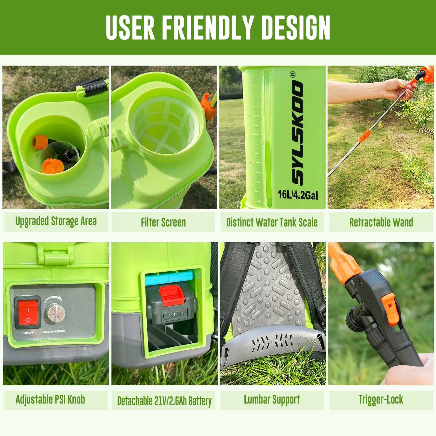 Electric Garden Sprayer With Rechargeable Battery And Multiple Nozzles
