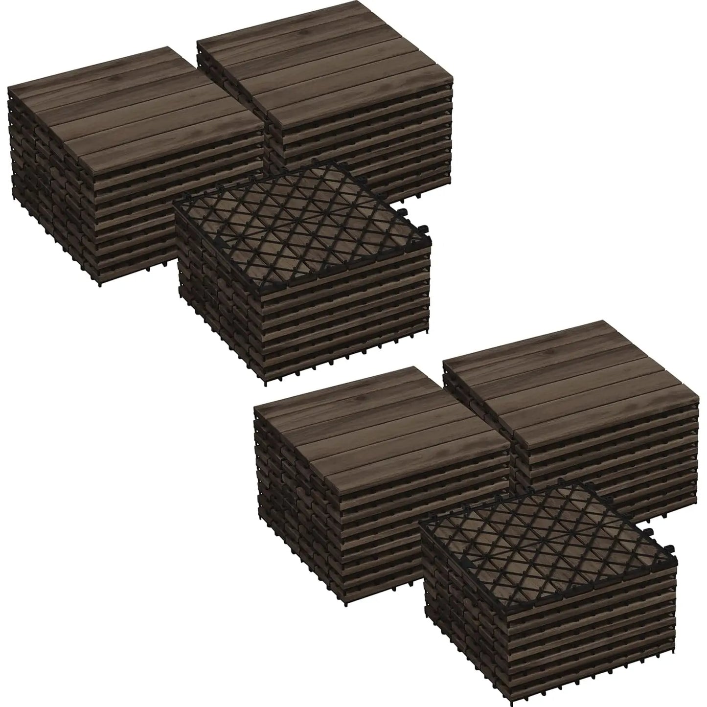 Acacia Wood Interlocking Flooring Tiles Waterproof For Outdoor Indoor Patio