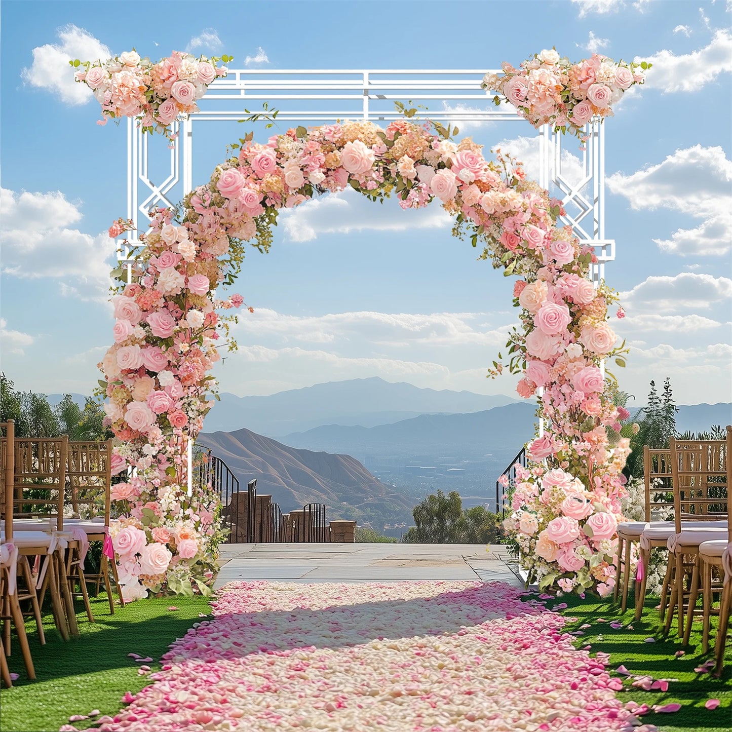 Modern Metal Wedding Archway Ceremony Backdrop Stand For Garden Events