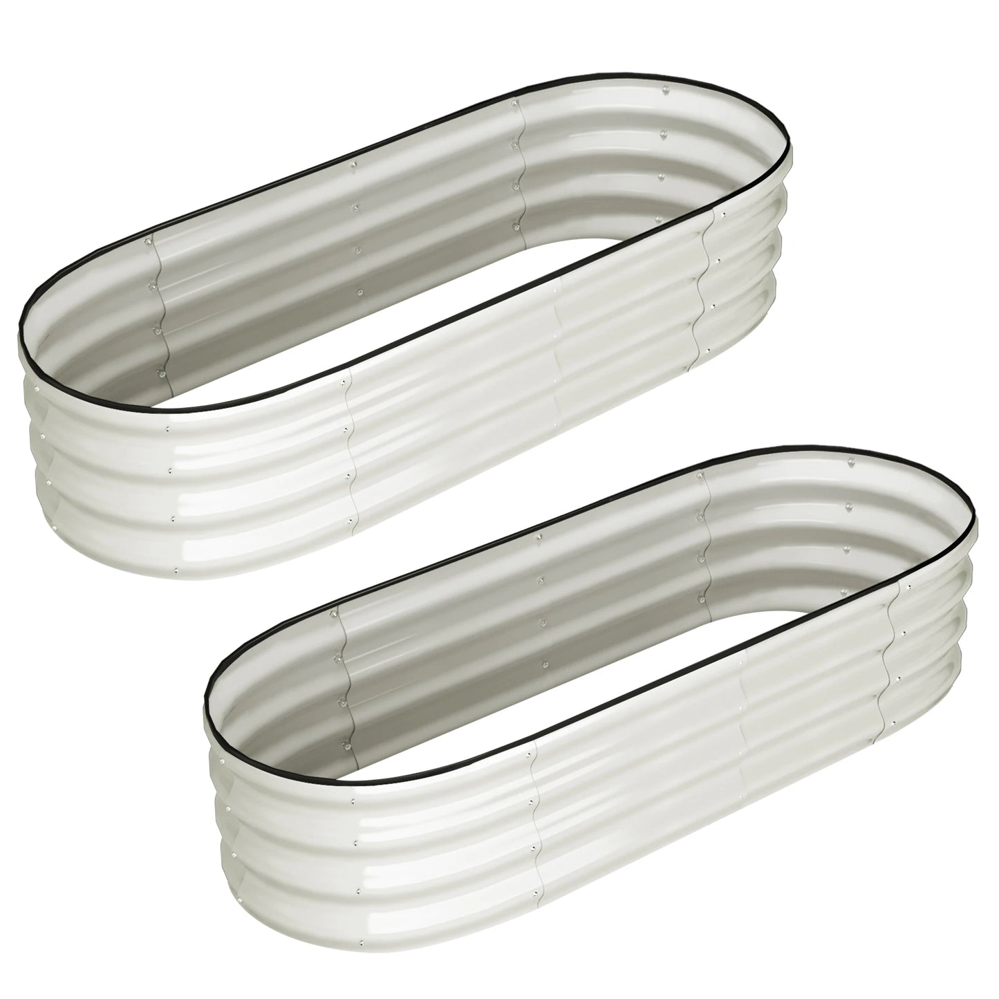 HiMISS Oval Galvanized Raised Garden Beds For Outdoors 2 Pack