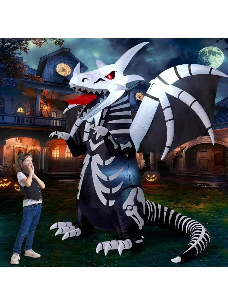 Joyfy Skeleton Dragon Halloween Inflatable Outdoor Decoration With LED Lights