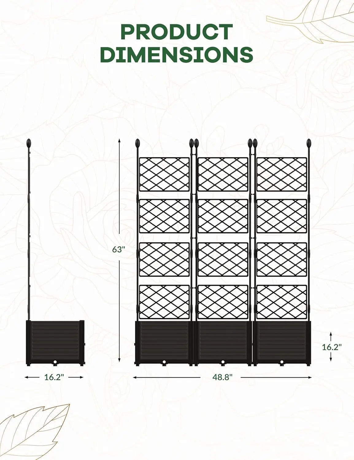 HiMISS Plastic Plant Box With Metal Trellis Privacy Screen Garden Bed