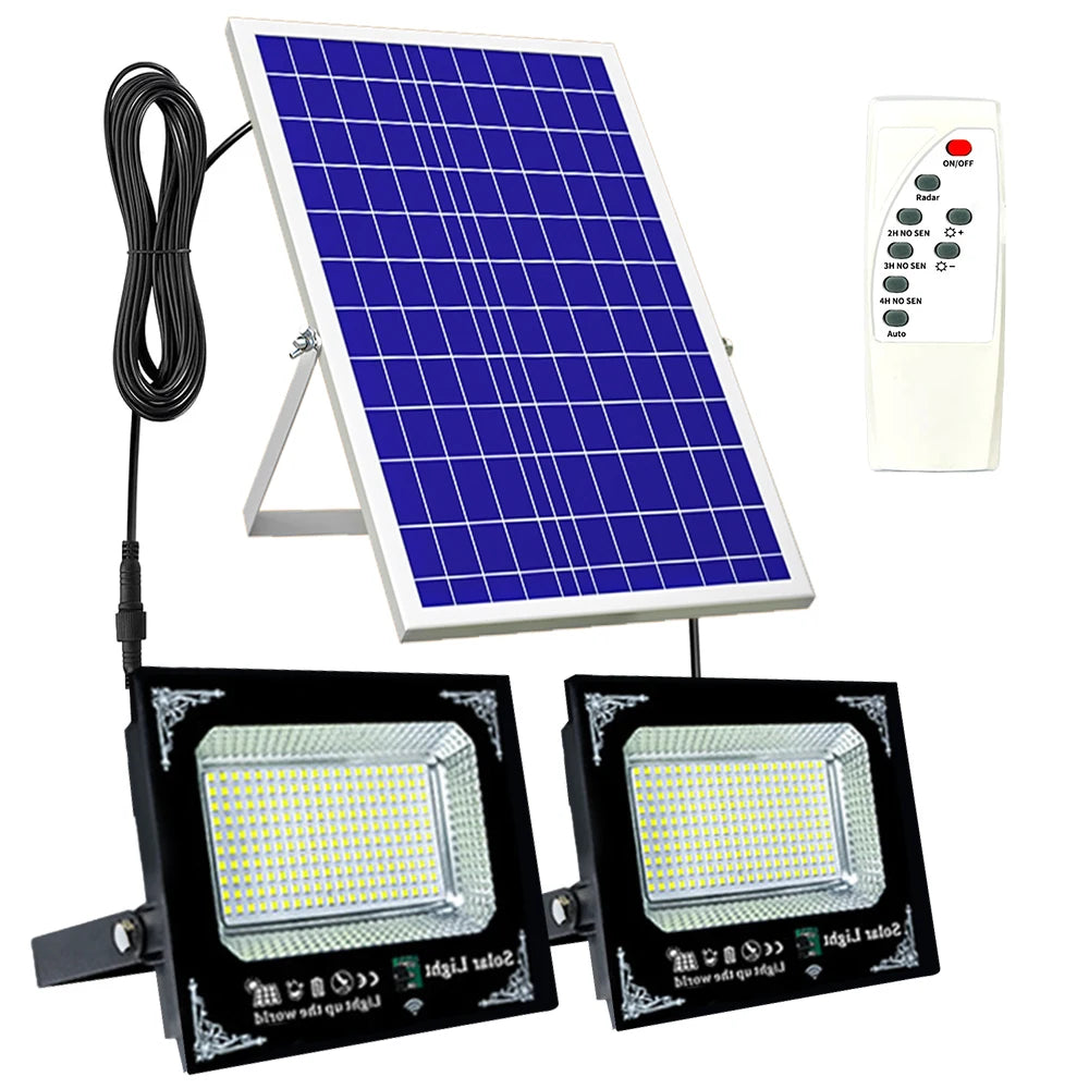 500W LED Solar Flood Light Two Head Outdoor Garden Lamp
