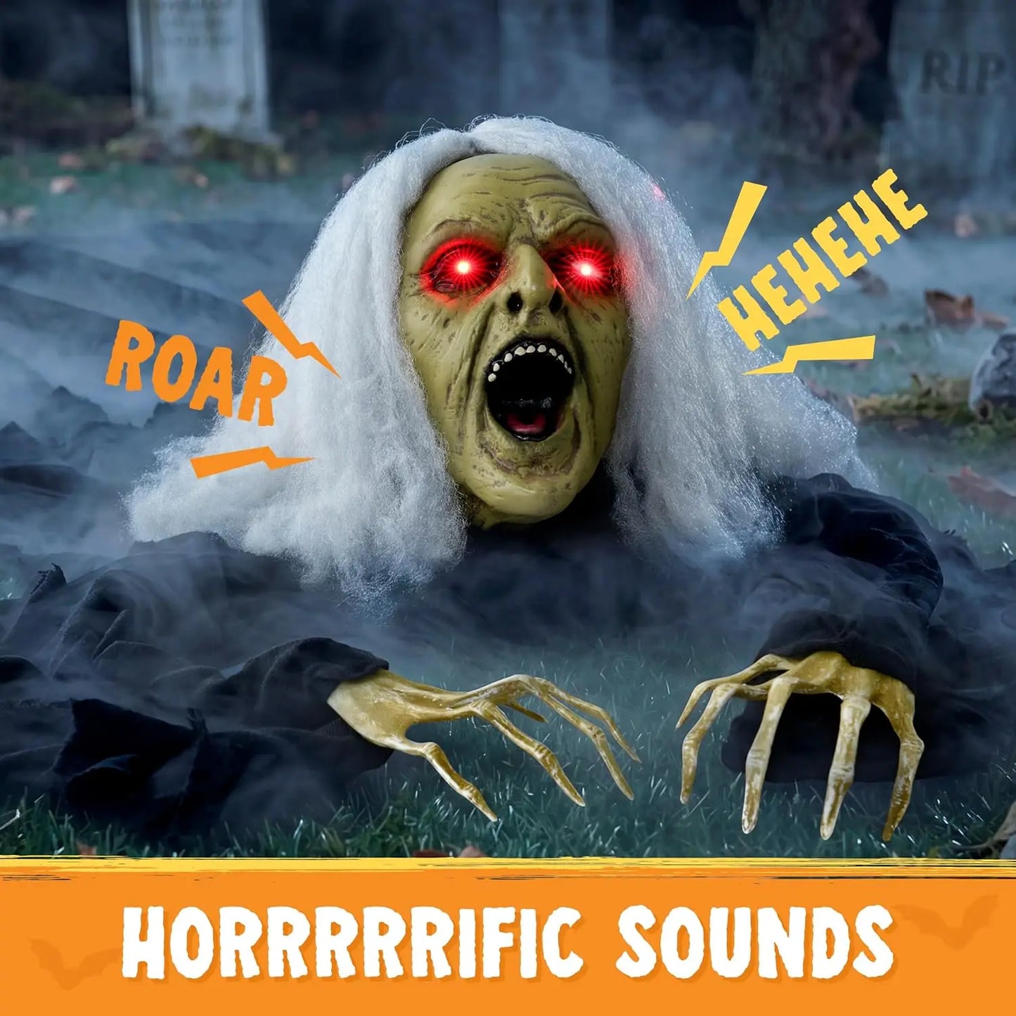 Joyfy Outdoor Zombie Halloween Prop With Sound And Lighted Eyes