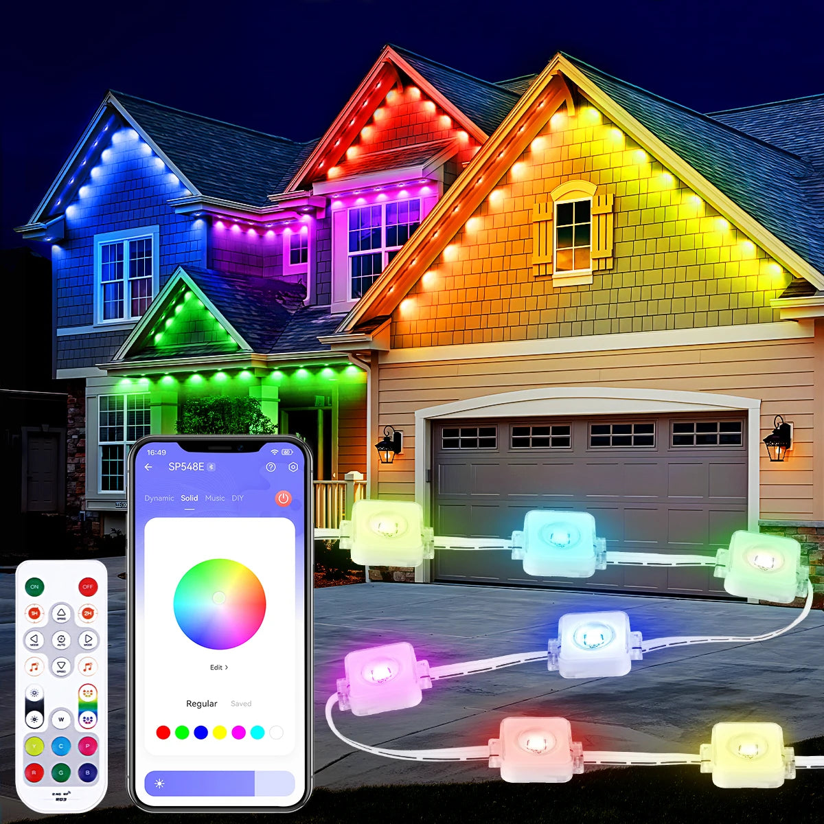 Aiopp RGBIC Outdoor LED Lights IP67 Waterproof 100 Scene Modes