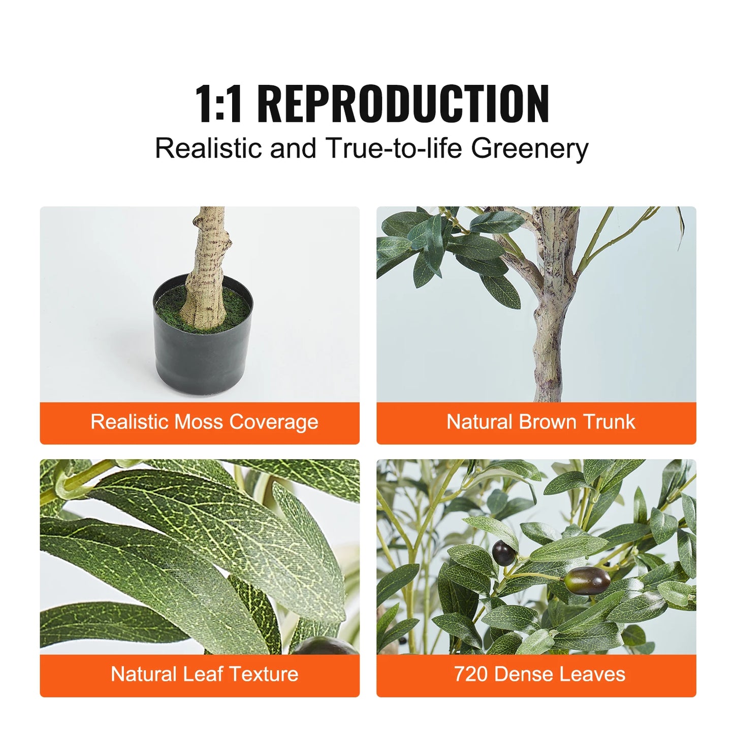 SucceBuy Artificial Olive Tree Faux Plant Sturdy Anti Tip Base