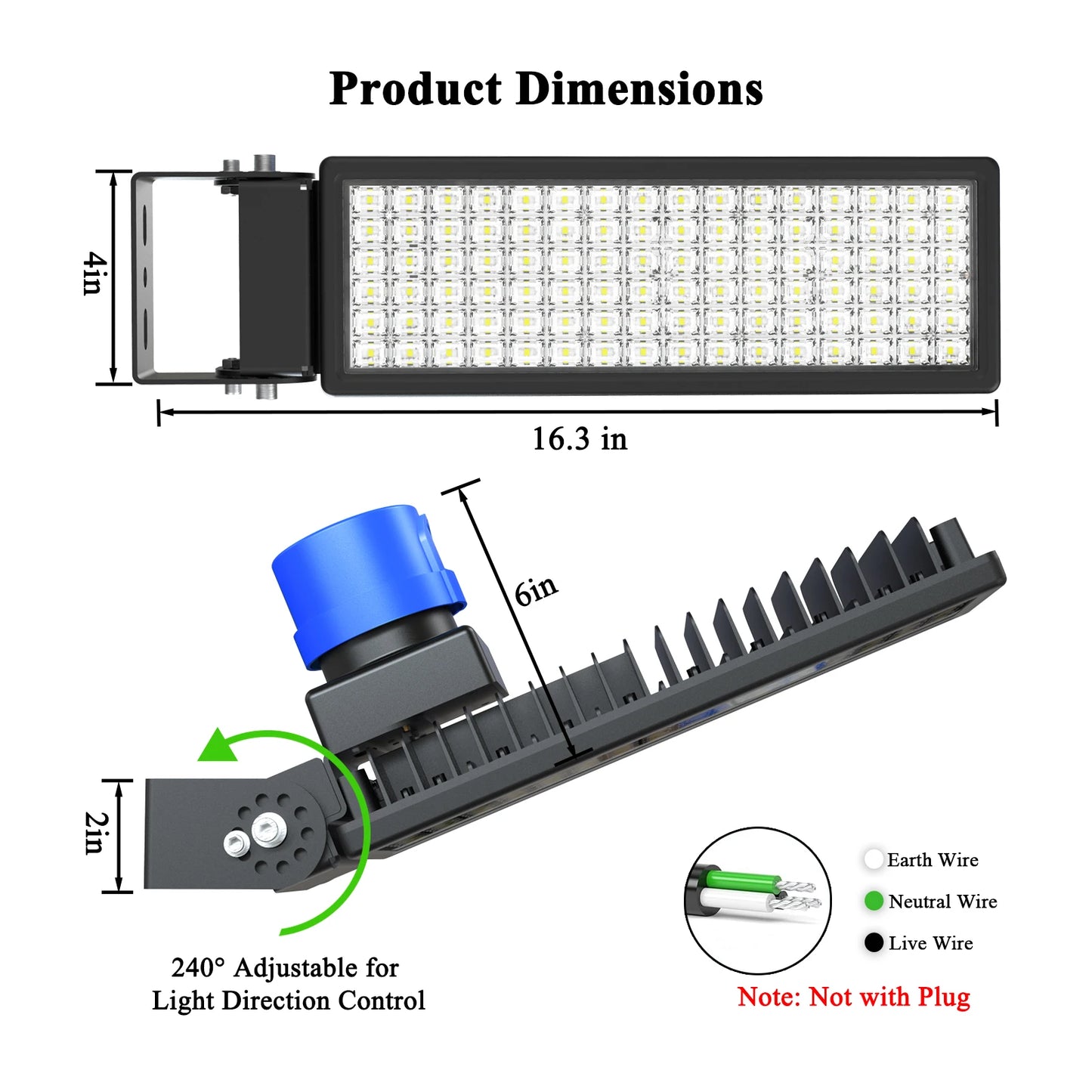 100W Dusk To Dawn Parking Lot Light With Photocell IP67