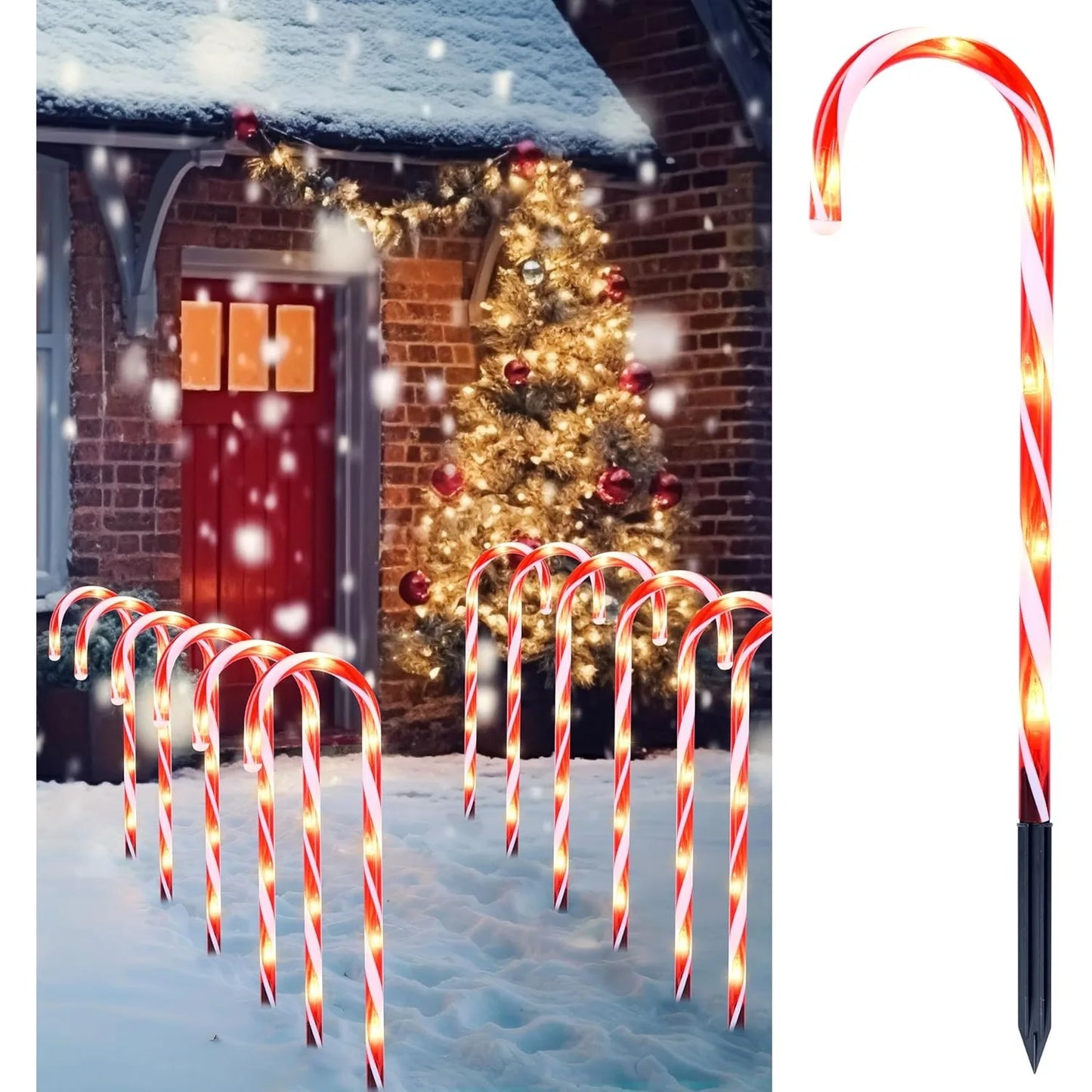 Joyfy 16 Inch Candy Cane Pathway Lights Outdoor Indoor Decor