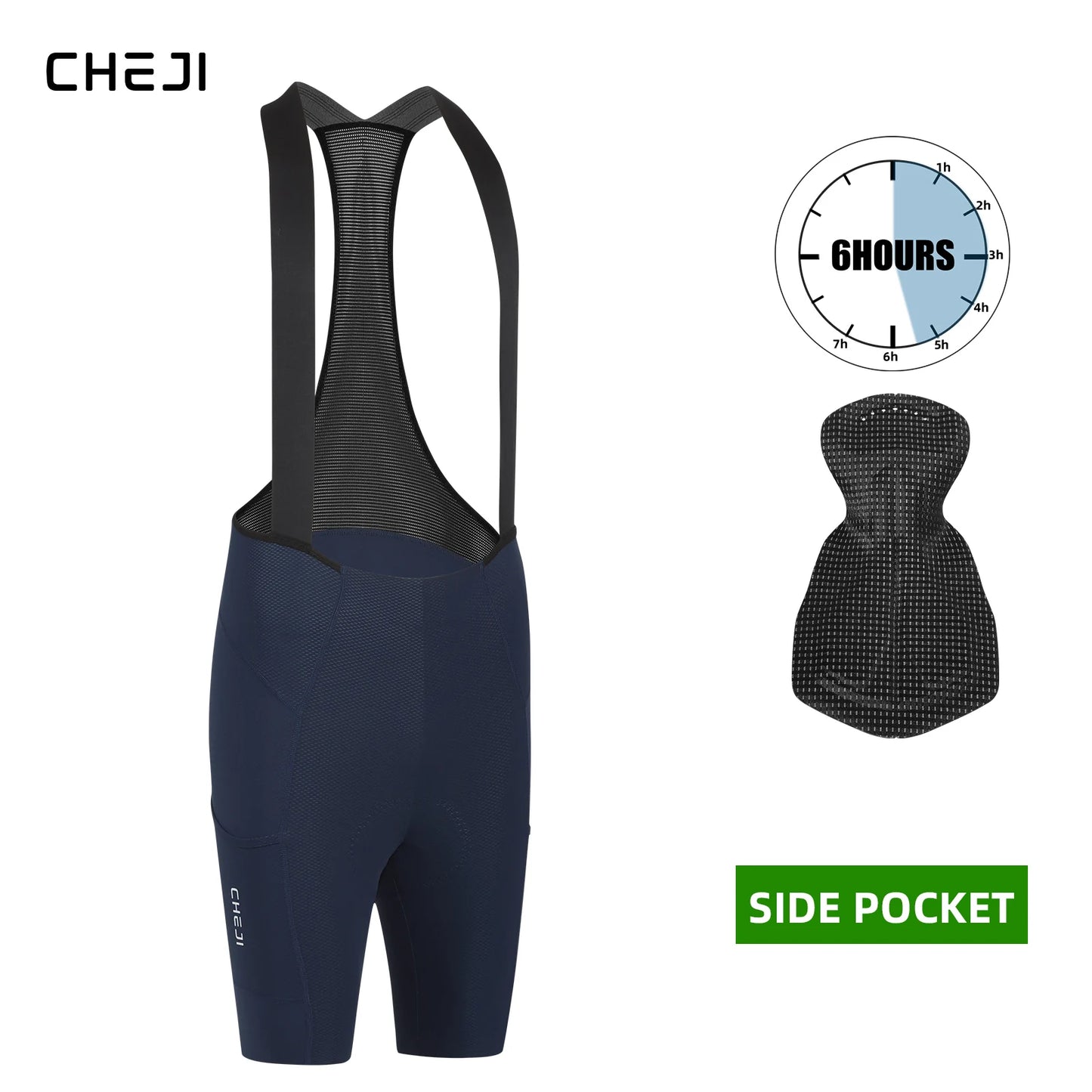Cheji Men's Cycling Bib Shorts Seamless Quick-Drying Comfort