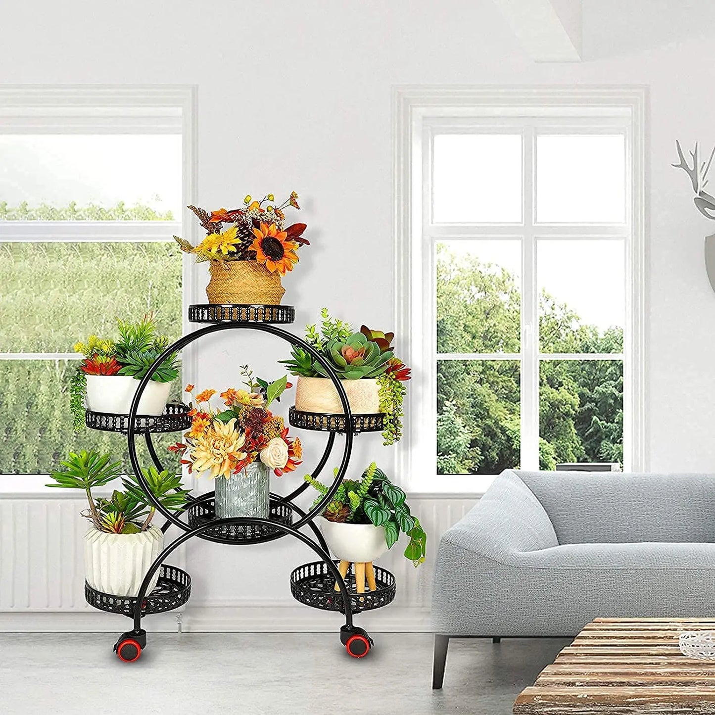 Bingopaw Heavy Duty Metal Plant Stand With Smooth Wheels
