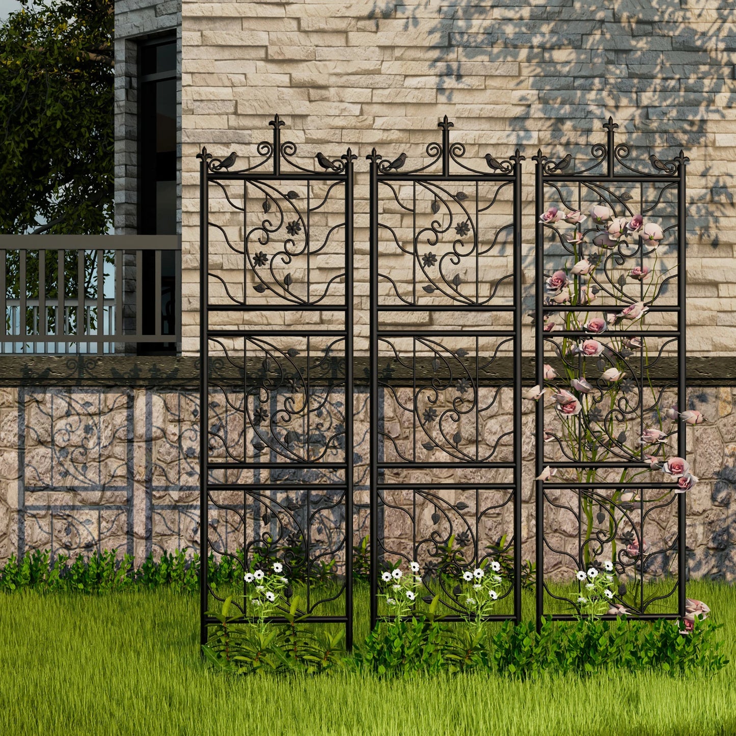 Garden Trellis Decorative Outdoor Metal Fence Lattice Panel