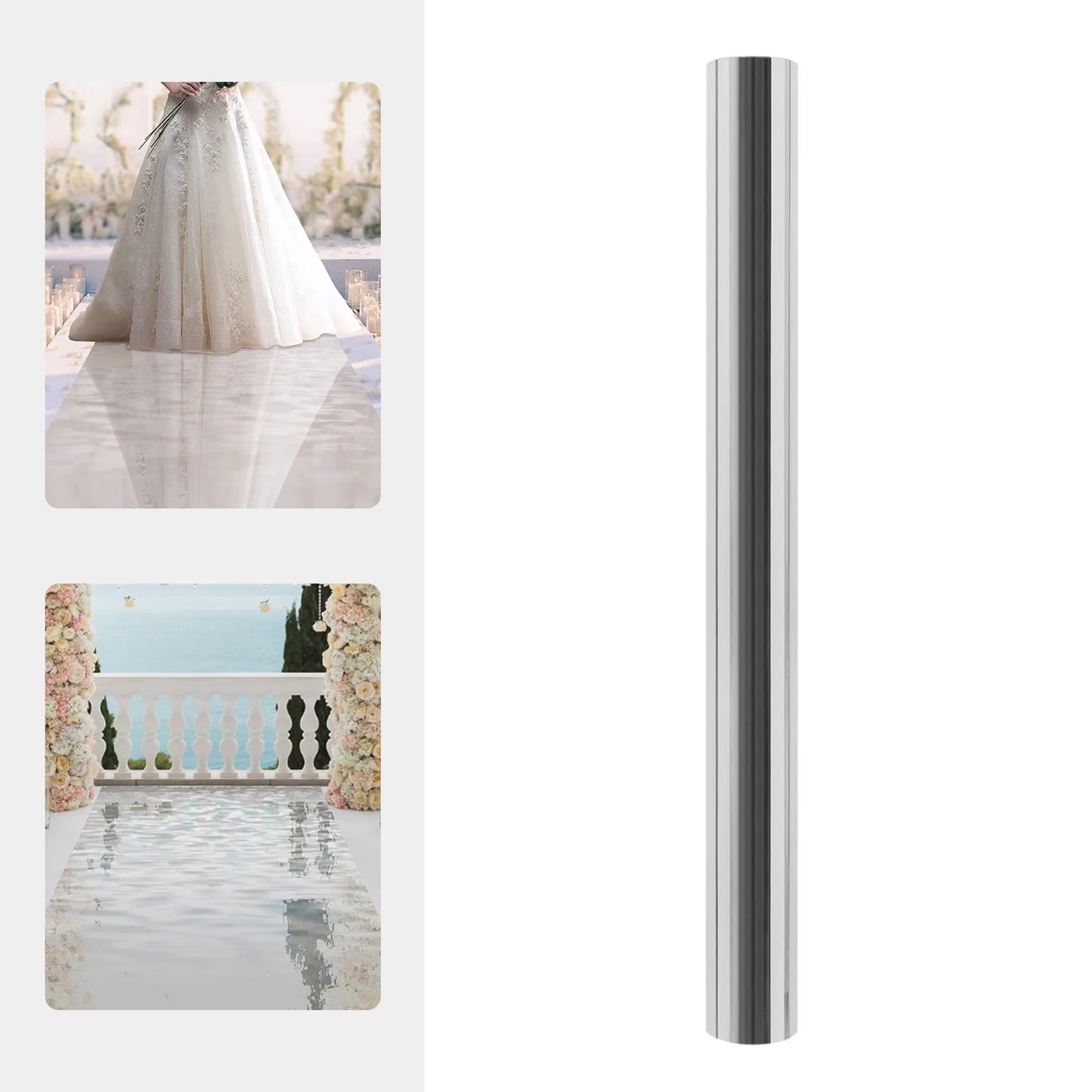 Silver Mirrored Floor Aisle Runner For Weddings And Parties