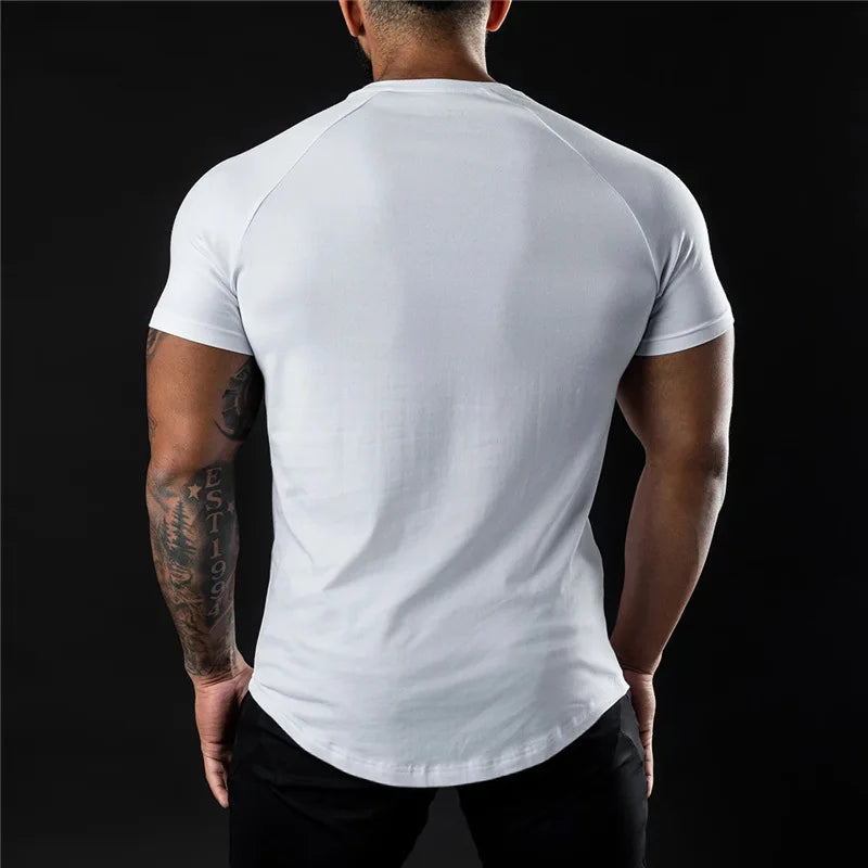 Plain Gym T Shirt Short Sleeve Cotton Fitness Tee Essential