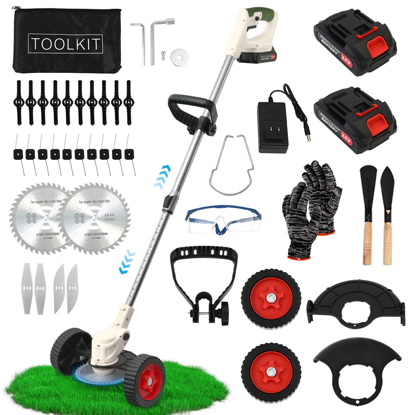 21V 3 In 1 Cordless Grass Trimmer With 2x2.0Ah Batteries