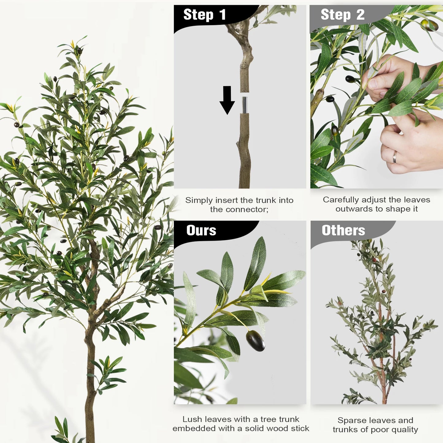 Olitree Olive Tree Artificial Indoor Faux Plant In Black Pot