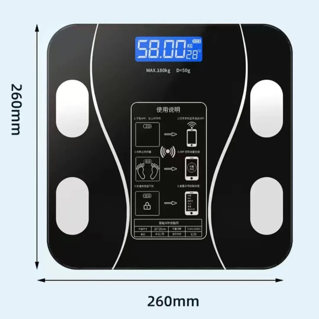 Smart USB Body Fat Scale Weight Monitor With Glass Platform