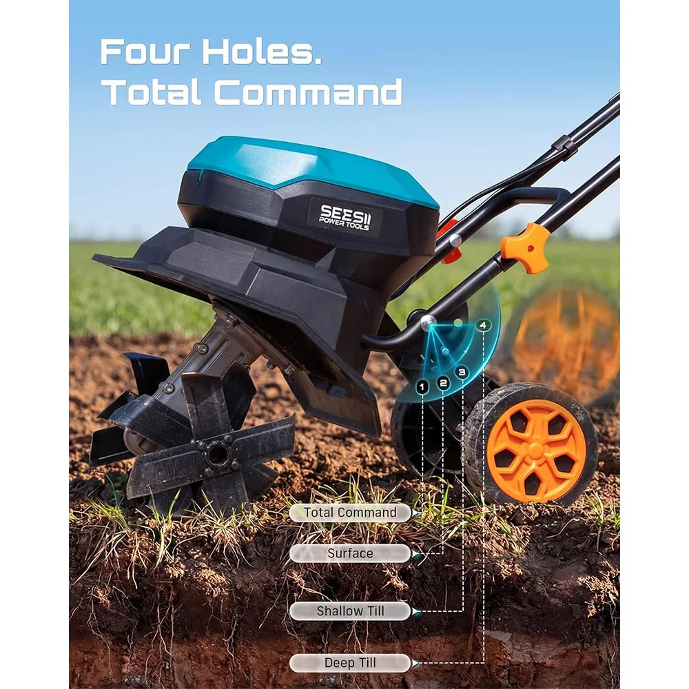 SeeSii 40V Cordless Electric Garden Tiller Cultivator For Lawn Care
