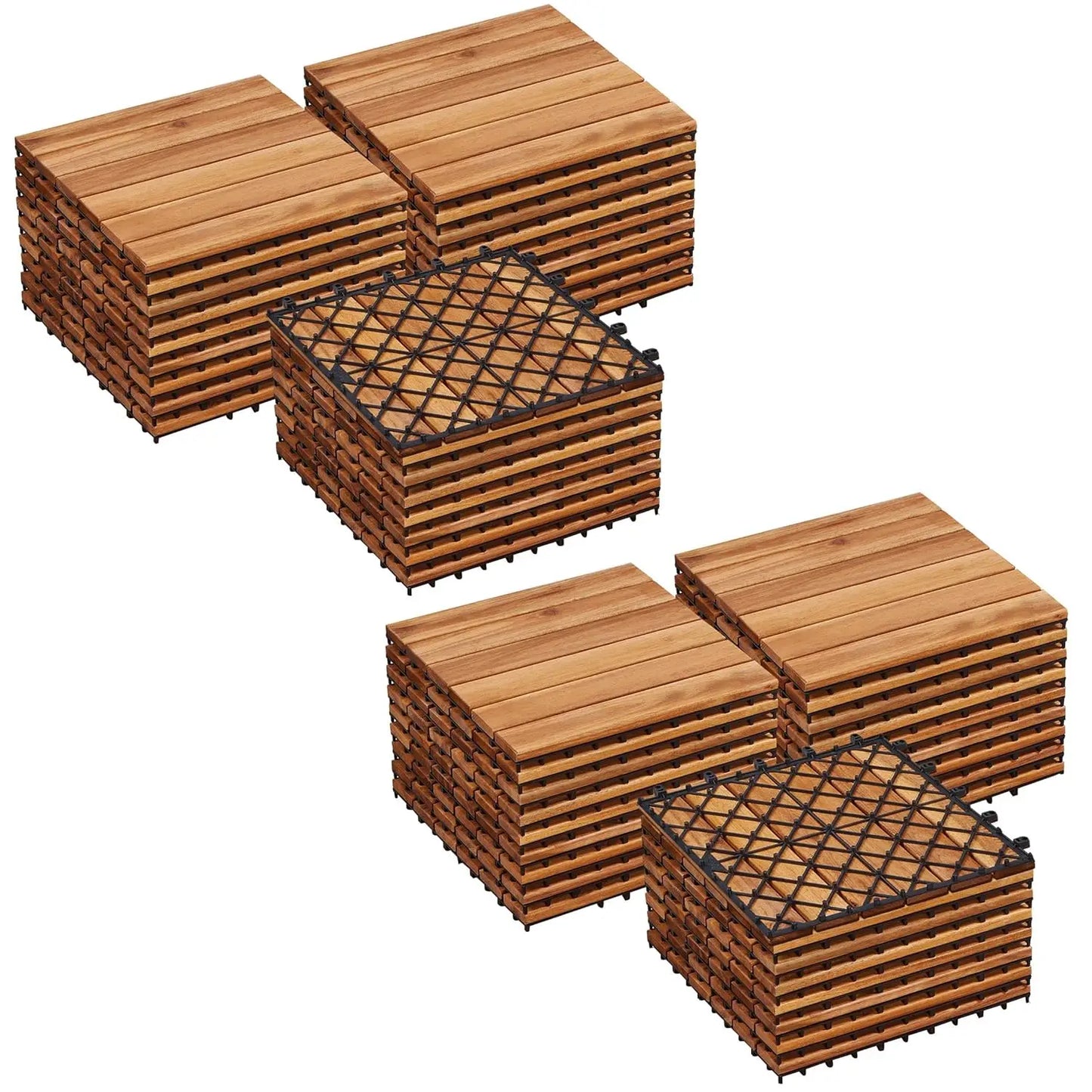 Acacia Wood Interlocking Flooring Tiles Waterproof For Outdoor Indoor Patio