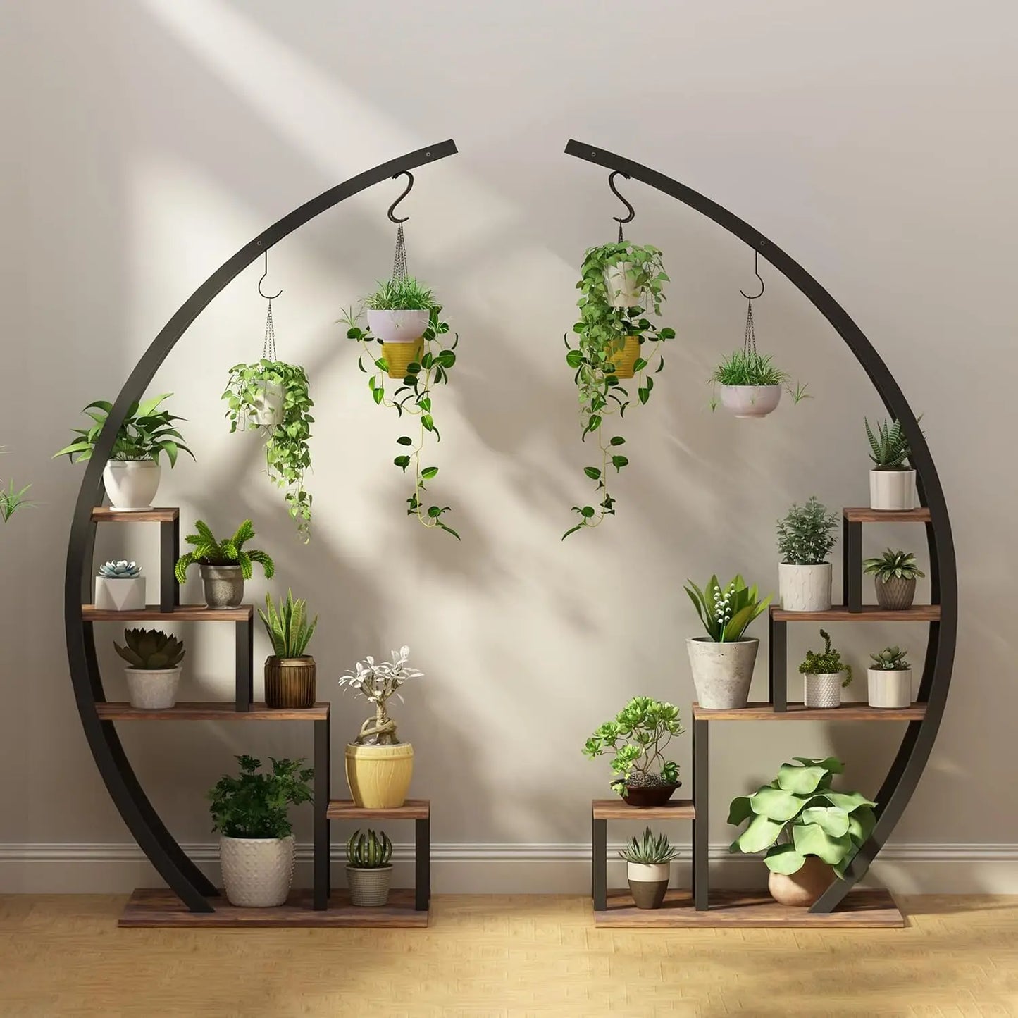 TWISTER.CK 2-Pack 5-Tier Half Moon Metal Plant Stand Indoor