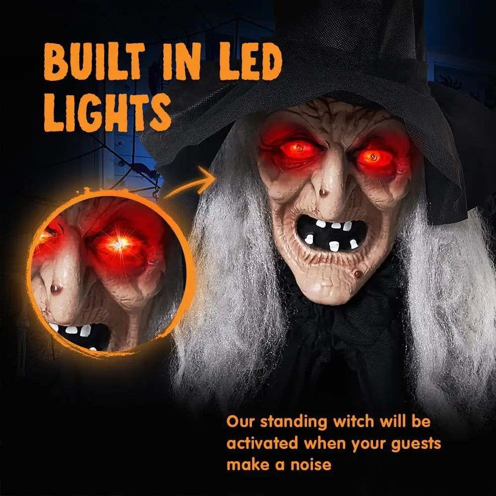 Joyfy Animatronic Witch Outdoor Halloween Prop With Light Up Eyes