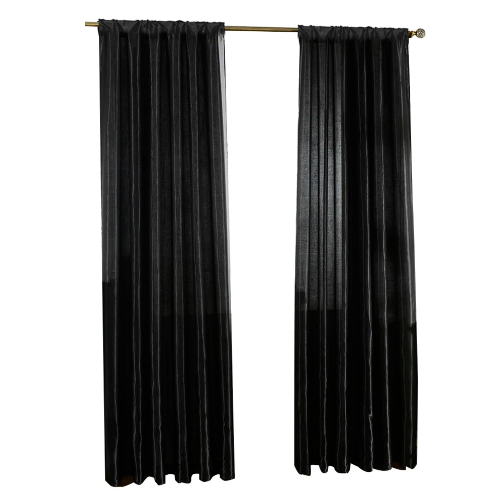 Modern Satin Curtain Semi Blackout Window Drape For Living Room